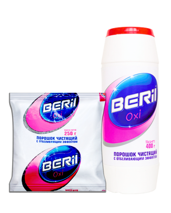 Порошок чистящий с отбеливающим эффектом "BERIL-Oxi", пакет 250 г / бан. 400 г